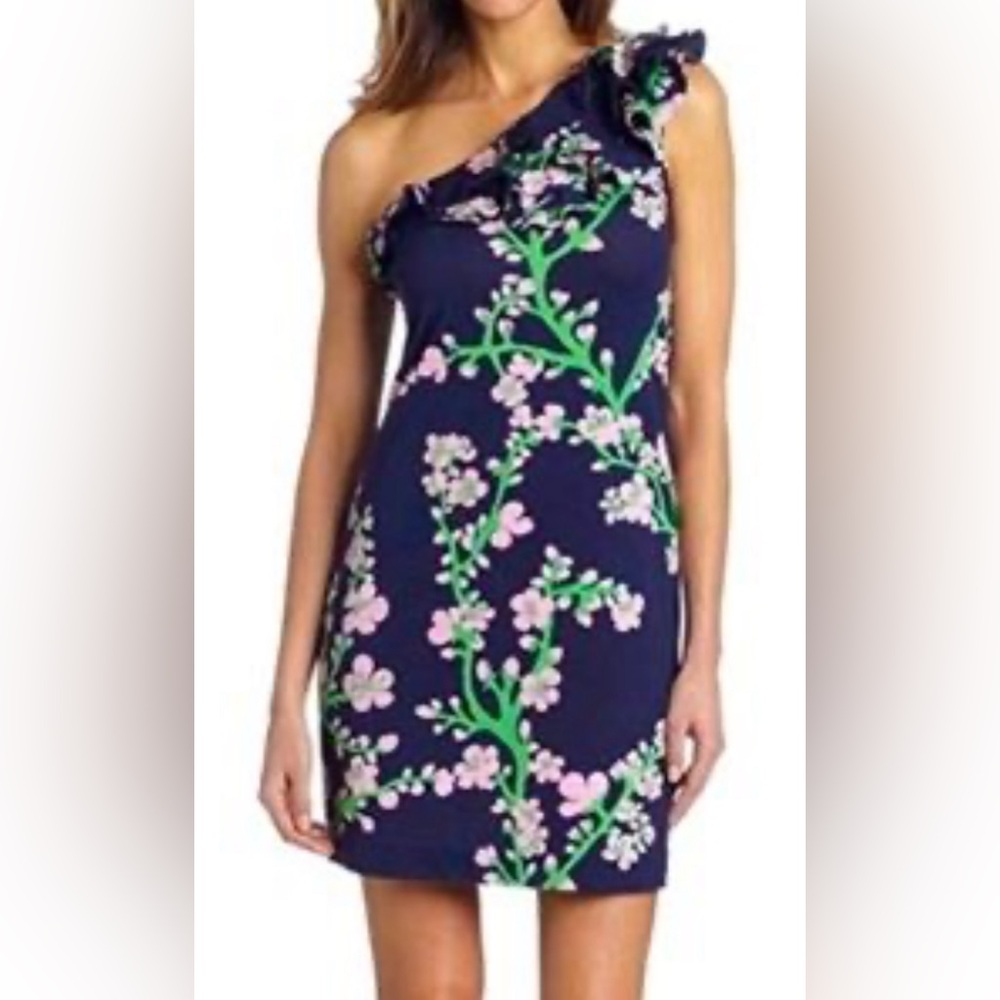 Lilly Pulitzer Silk Blend One Shoulder Whinnie‎ Dress - S
